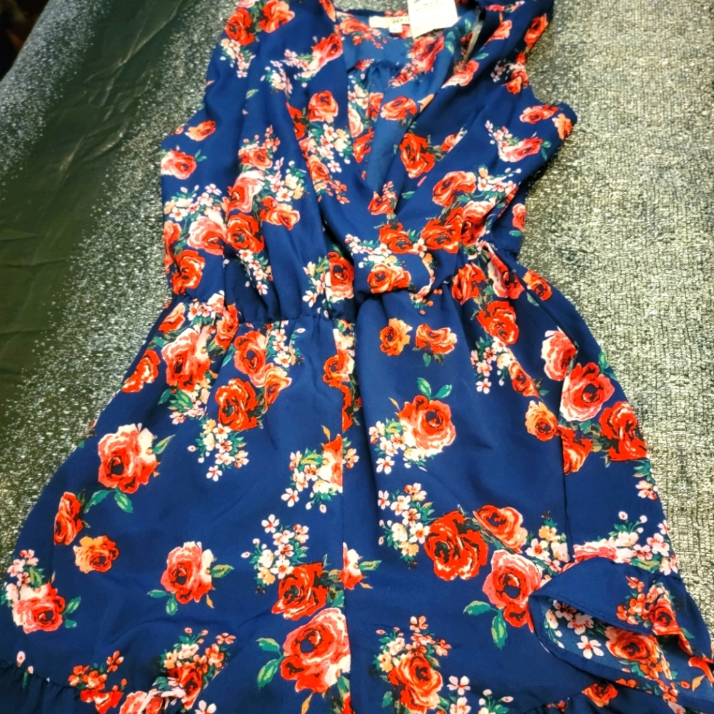 Blue floral romper size large